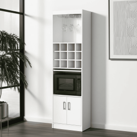 71" White Wood Bar Cabinet With Two Doors