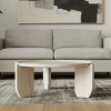 30" Natural Genuine Marble and Marble Round Coffee Table