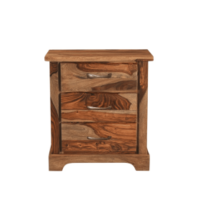27" Brown Solid Wood Live Edge Three Drawer Nightstand