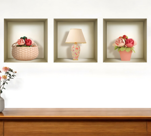 Set of Three Leo Faux Niche 3D Peel and Stick Wall Decals