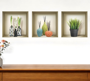 Set of Three Joy Faux Niche 3D Peel and Stick Wall Decals