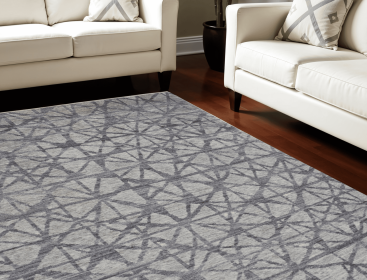 10' X 14' Gray Wool Geometric Hand Knotted Area Rug