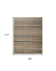 8' X 10' Tan Blue and Orange Striped Hand Knotted Area Rug