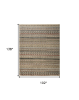 8' X 12' Tan Blue and Orange Striped Hand Knotted Area Rug