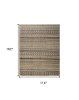 9' X 13' Tan Blue and Orange Striped Hand Knotted Area Rug