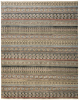 9' X 13' Tan Blue and Orange Striped Hand Knotted Area Rug