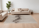 8' X 10' Ivory Taupe and Brown Abstract Hand Tufted Area Rug