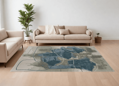 8' X 10' Gray and Ivory Abstract Hand Tufted Area Rug
