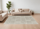 8' X 10' Tan and Ivory Wool Geometric Hand Woven Area Rug