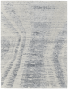 6' X 9' Ivory Gray and Blue Abstract Hand Knotted Worn Faded Area Rug