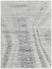 8' X 10' Ivory Gray and Blue Abstract Hand Knotted Worn Faded Area Rug