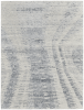 8' X 10' Ivory Gray and Blue Abstract Hand Knotted Worn Faded Area Rug