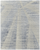 6' X 9' Ivory and Gray Abstract Hand Knotted Worn Faded Area Rug
