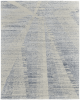 6' X 9' Ivory and Gray Abstract Hand Knotted Worn Faded Area Rug