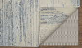 8' X 10' Ivory Blue And Silver Abstract Hand Knotted Distressed Area Rug