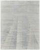 8' X 10' Blue Ivory And Silver Abstract Hand Knotted Distressed Area Rug
