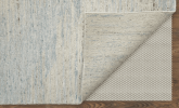 8' X 10' Blue Ivory And Silver Abstract Hand Knotted Distressed Area Rug