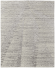 8' X 10' Ivory and Gray Abstract Hand Knotted Worn Faded Area Rug
