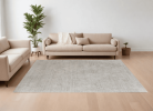 8' X 10' Gray and Ivory Abstract Hand Woven Worn Faded Area Rug