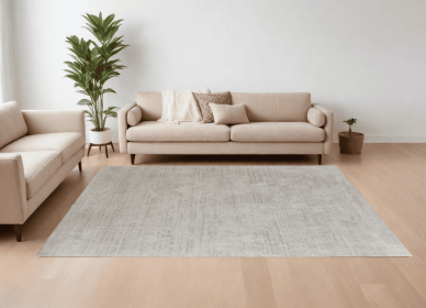 8' X 10' Gray and Ivory Abstract Hand Woven Worn Faded Area Rug