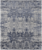 8' X 10' Blue and Ivory Abstract Hand Woven Worn Faded Area Rug