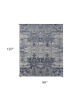 8' X 10' Blue and Ivory Abstract Hand Woven Worn Faded Area Rug