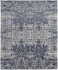 8' X 10' Blue and Ivory Abstract Hand Woven Worn Faded Area Rug