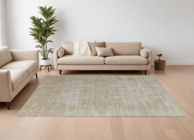 8' X 10' Yellow and Ivory Abstract Hand Woven Area Rug