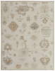 8' X 10' Ivory Tan and Gray Wool Floral Hand Knotted Area Rug