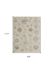 8' X 10' Ivory Tan and Gray Wool Floral Hand Knotted Area Rug