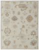 8' X 10' Ivory Tan and Gray Wool Floral Hand Knotted Area Rug