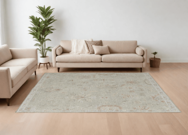8' X 10' Gray and Brown Wool Floral Hand Knotted Area Rug