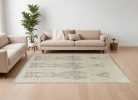 8' X 10' Gray and Red Wool Geometric Hand Knotted Area Rug