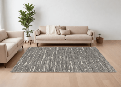 8' X 10' Gray Ivory and Taupe Abstract Hand Woven Area Rug