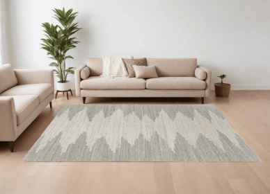 6' X 9' Gray and Ivory Ombre Hand Woven Area Rug