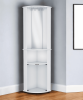 75" White Wood Corner Bar Cabinet With Three Shelves