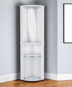 75" White Wood Corner Bar Cabinet With Three Shelves
