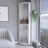 75" White Wood Corner Bar Cabinet With Three Shelves