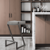 30" Gray and Black Faux Leather and Iron Backless Bar Height Bar Chair