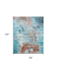 8' X 10' Aqua Blue and Bronze Abstract Hand Knotted Area Rug