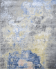 8' X 10' Ivory Blue and Gray Abstract Hand Knotted Area Rug