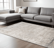 10' X 14' Gray Ivory And Brown Medallion Area Rug With Fringe