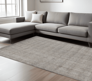 10' X 14' Gray And Light Brown Wool Abstract Hand Woven Area Rug