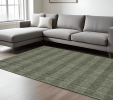 10' X 14' Green Gray And Ivory Wool Plaid Hand Woven Area Rug