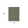 10' X 14' Green Gray And Ivory Wool Plaid Hand Woven Area Rug