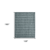 10' X 14' Blue And Ivory Wool Plaid Hand Woven Area Rug