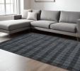 10' X 14' Charcoal And Gray Wool Plaid Hand Woven Area Rug