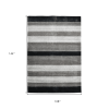 9' X 12' Black And Gray Wool Striped Hand Woven Area Rug