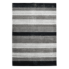 10' X 14' Black And Gray Wool Striped Hand Woven Area Rug