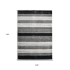 10' X 14' Black And Gray Wool Striped Hand Woven Area Rug